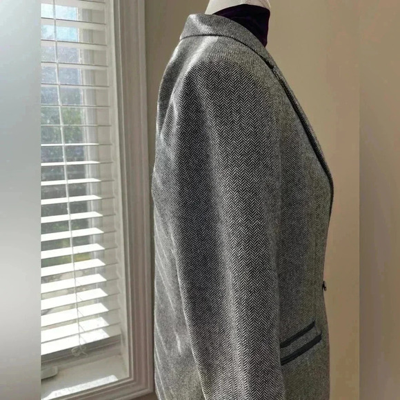 [3/L] Maison Scotch Black and white Herringbone Wool Blend Blazer Jacket  WMN - Picture 3 of 15